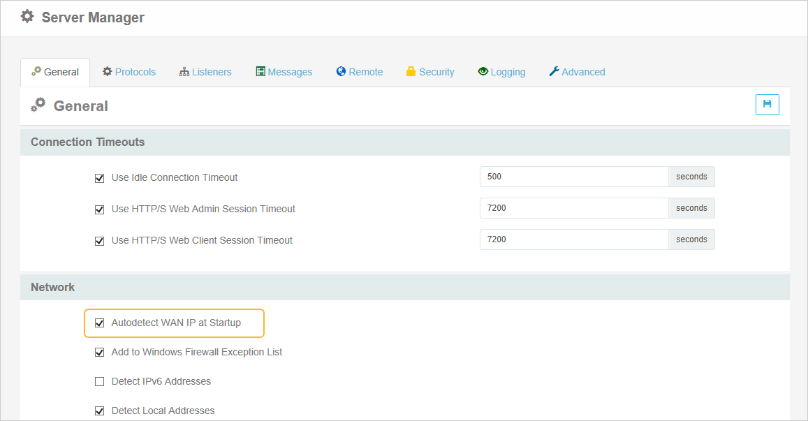 Selecting detect WAN IP