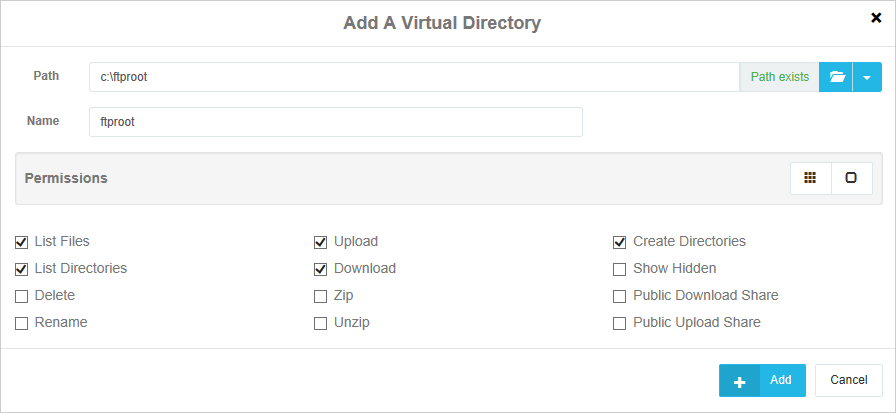Permissions for a Virtual Directory