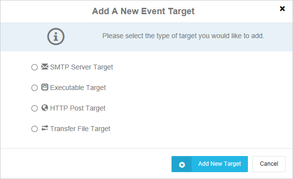 Add A New Event Target Dialog