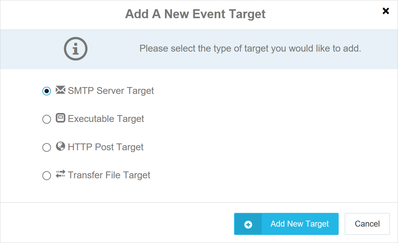 Add a New SMTP Target Dialog