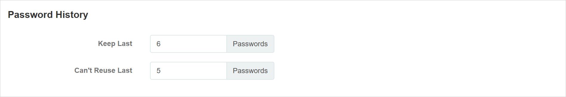 Password History Settings